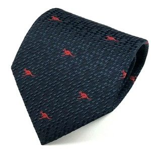 AUSTICO Australia Mens Polyester Necktie Animal Theme Kangaroo Navy Blue Red Tie